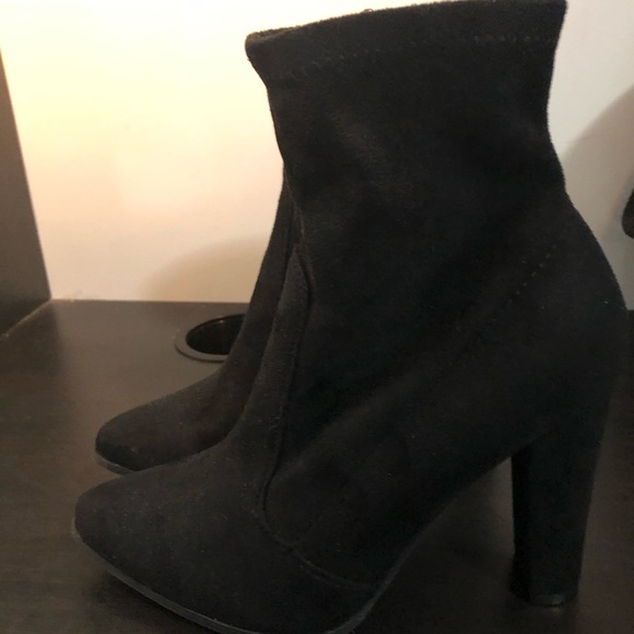 Black Ankle Boots Booties heel - Picture 2 of 2